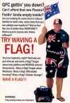 'Flag waving' postcard by Bernie Slater, 2010.